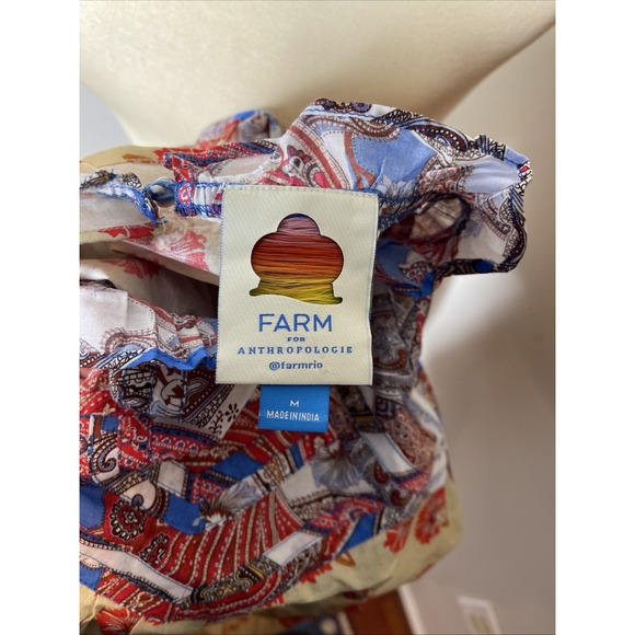 Farm Rio Ruffle-Sleeve Printed Blouse Medium M - Picture 9 of 10